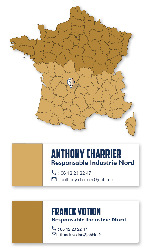 Répartition géographique des commerciaux pour l'industrie